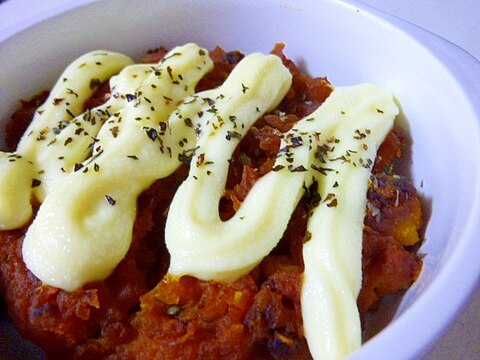 子供も好きです！かぼちゃの煮物の残りｄｅマヨ焼き